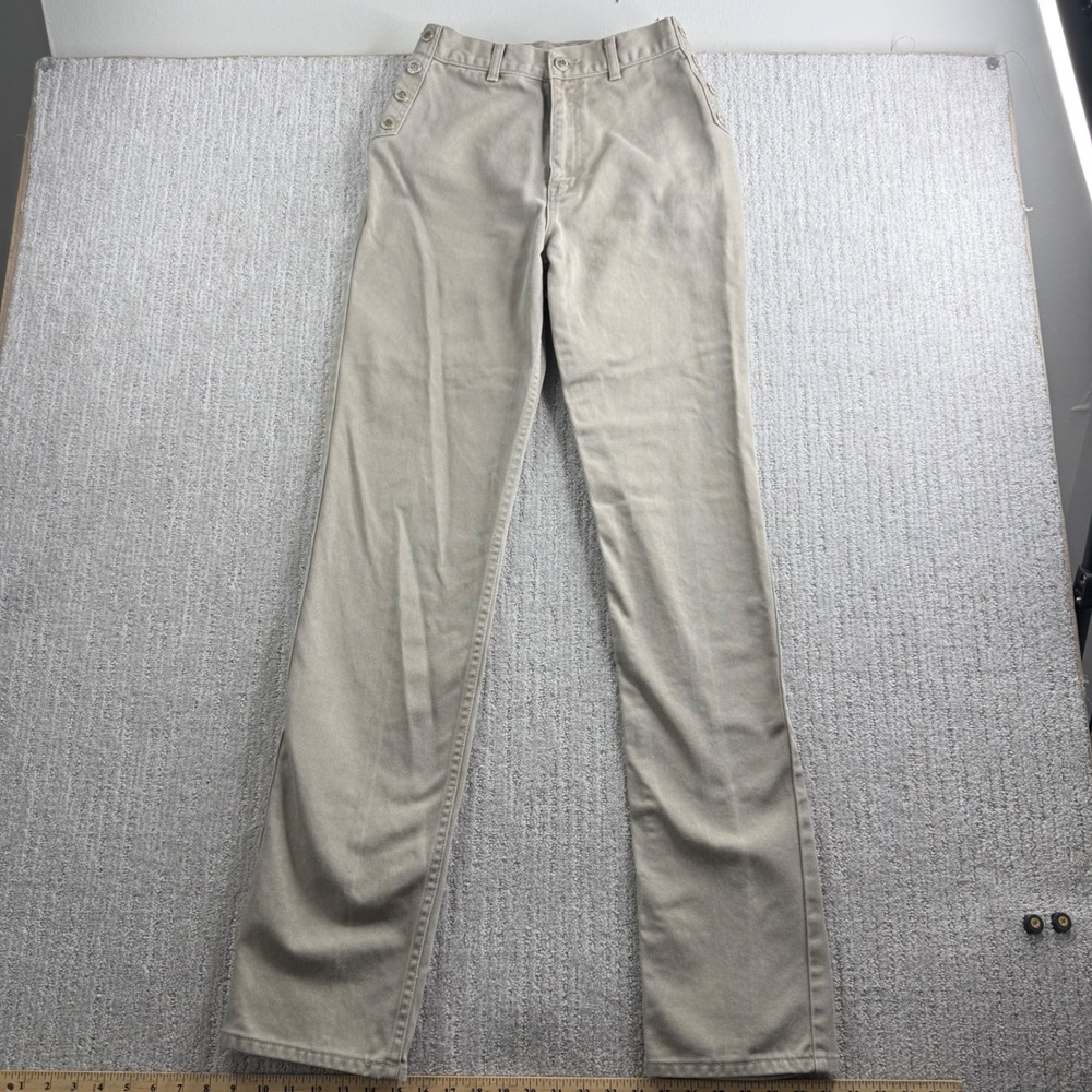 Lawman Western High Rise Button Side Khaki Denim Pants Size 9 Tan Vintage Cotton